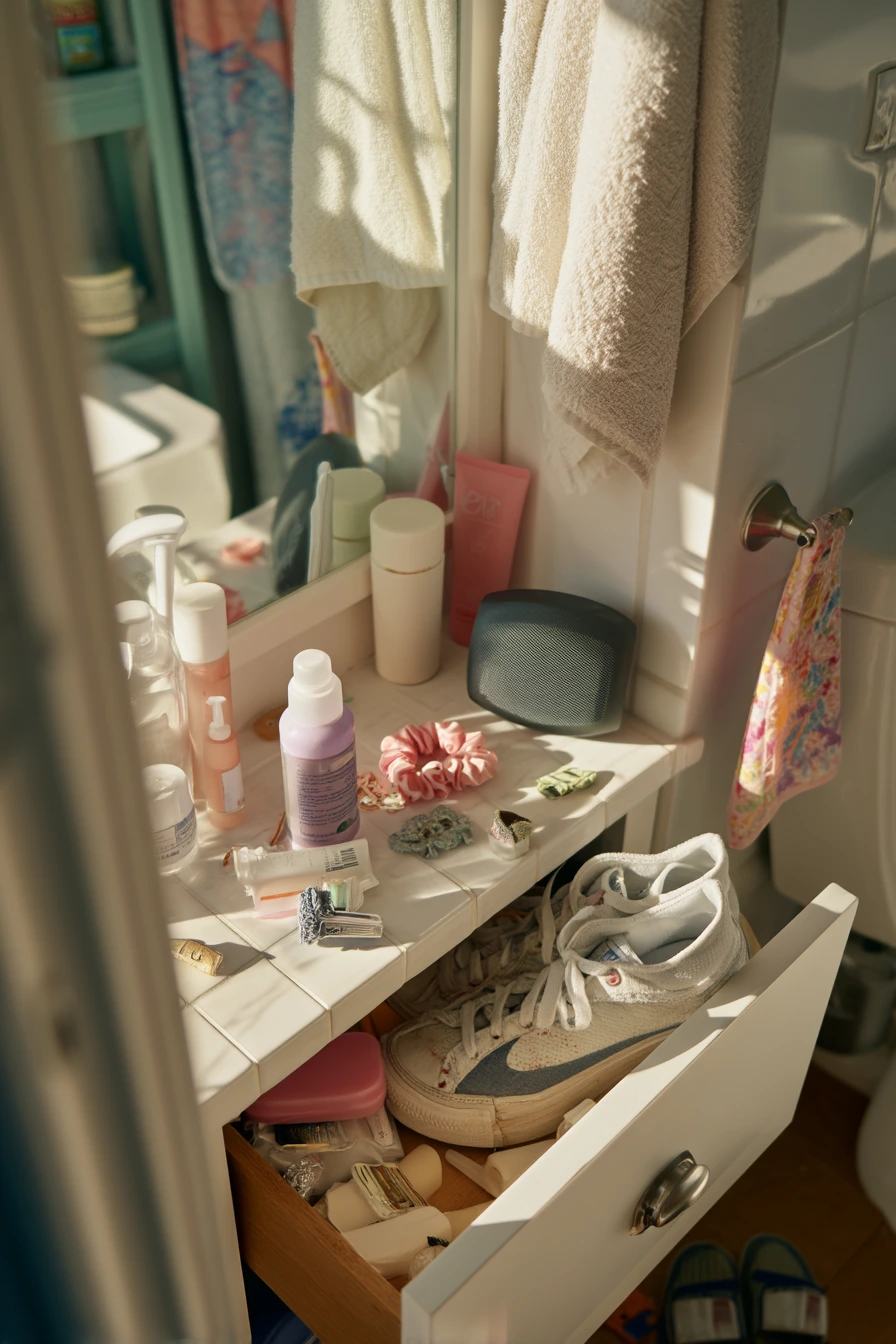 Teen Bathroom Shelf Styling