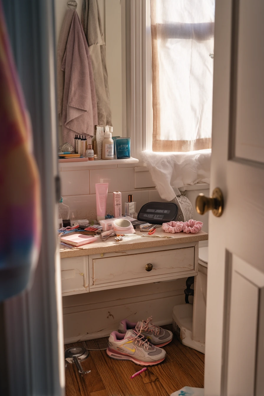 Teen Bathroom Shelf Styling
