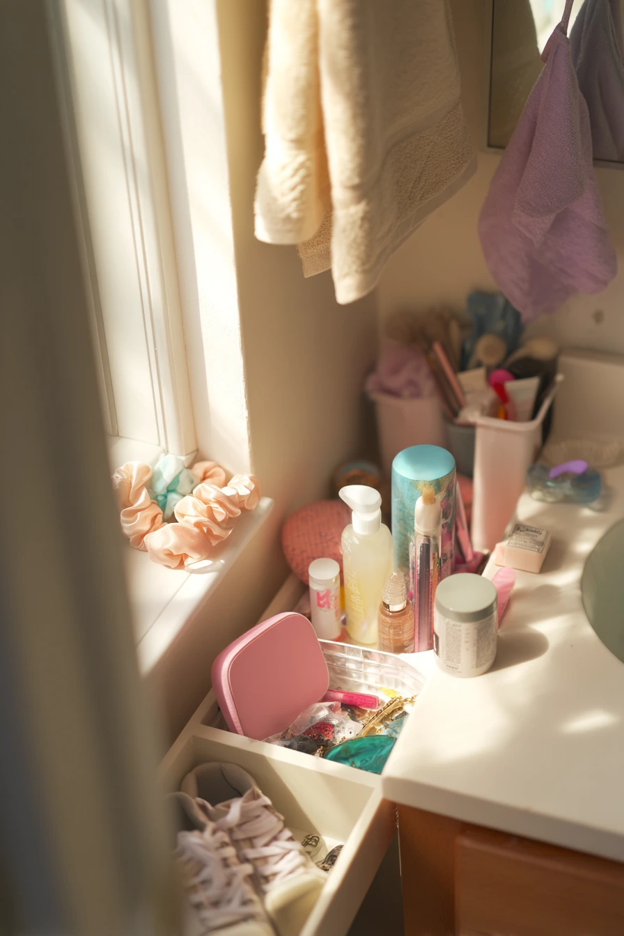 Teen Bathroom Shelf Styling