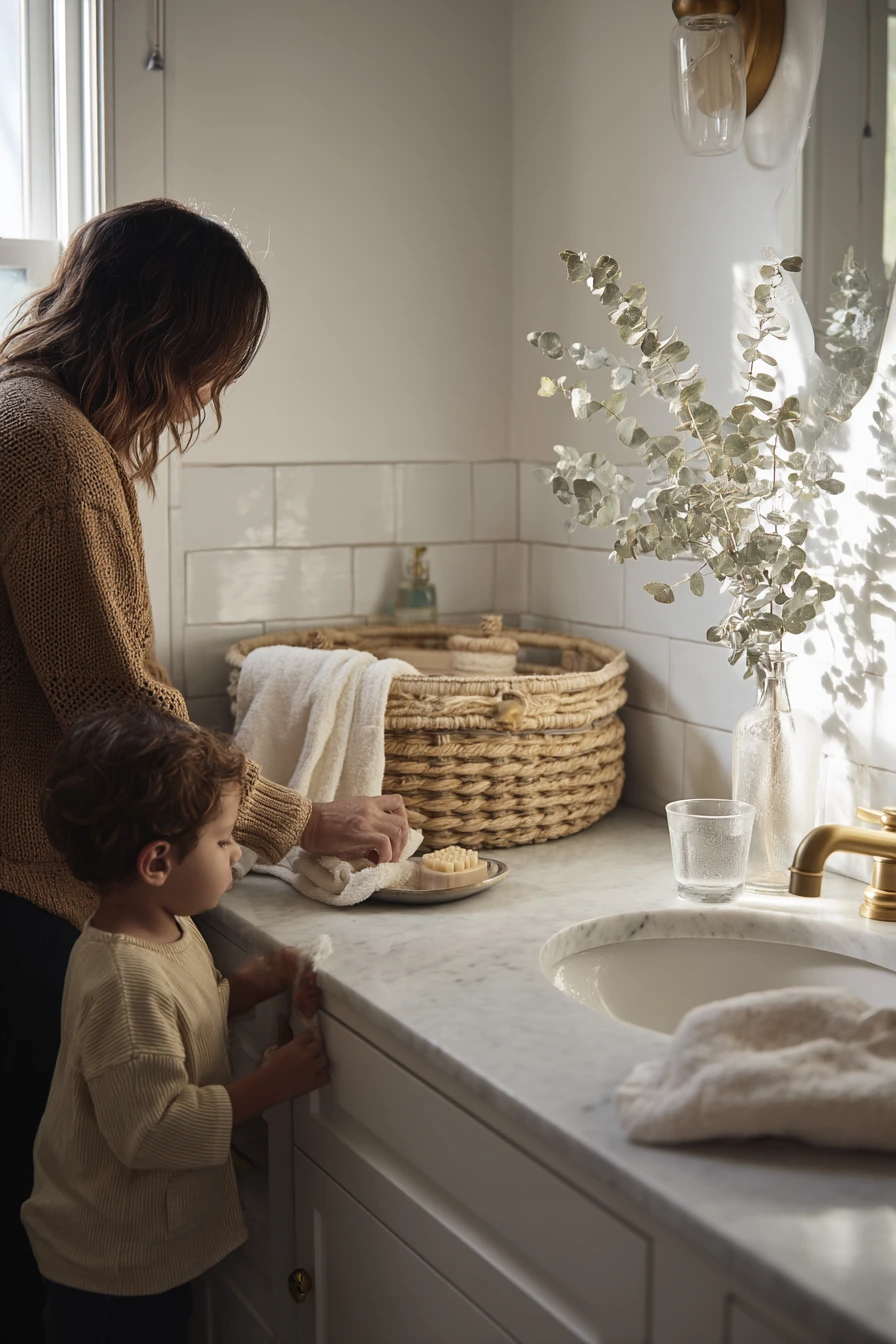 Sunlit Sunday Reset in a Family Bathroom