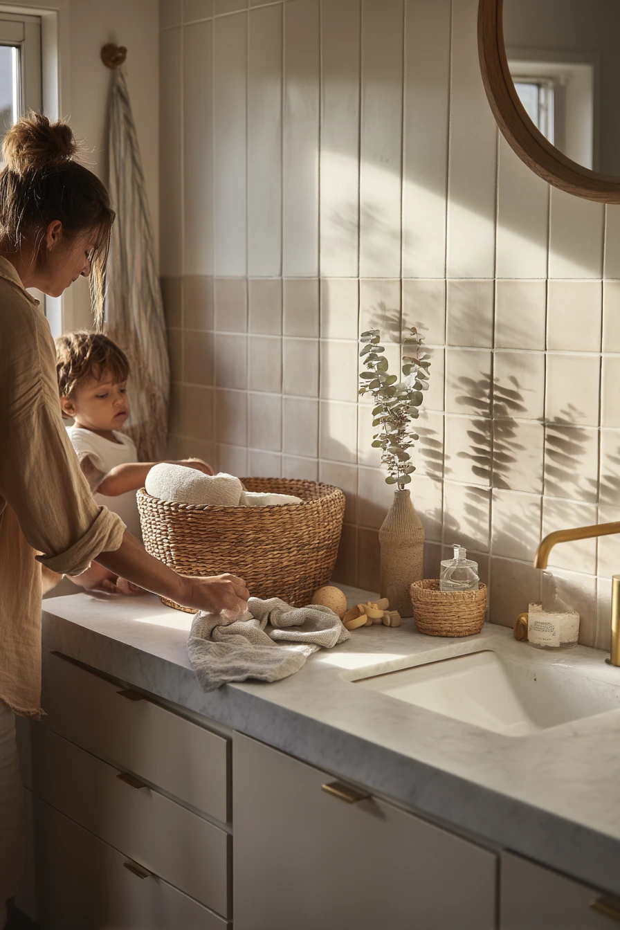 Sunlit Sunday Reset in a Family Bathroom