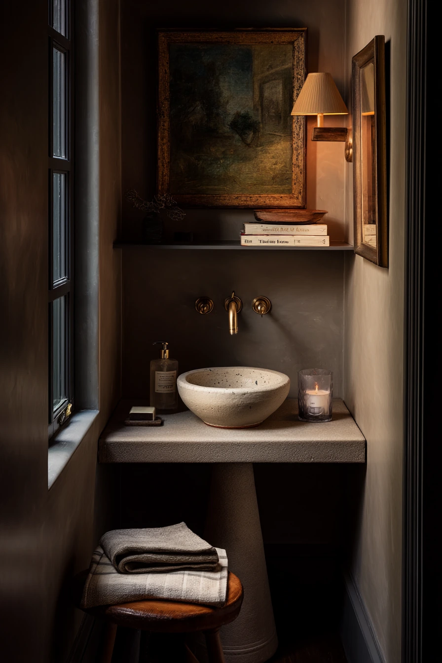 Moody Powder Room Alcove Moment