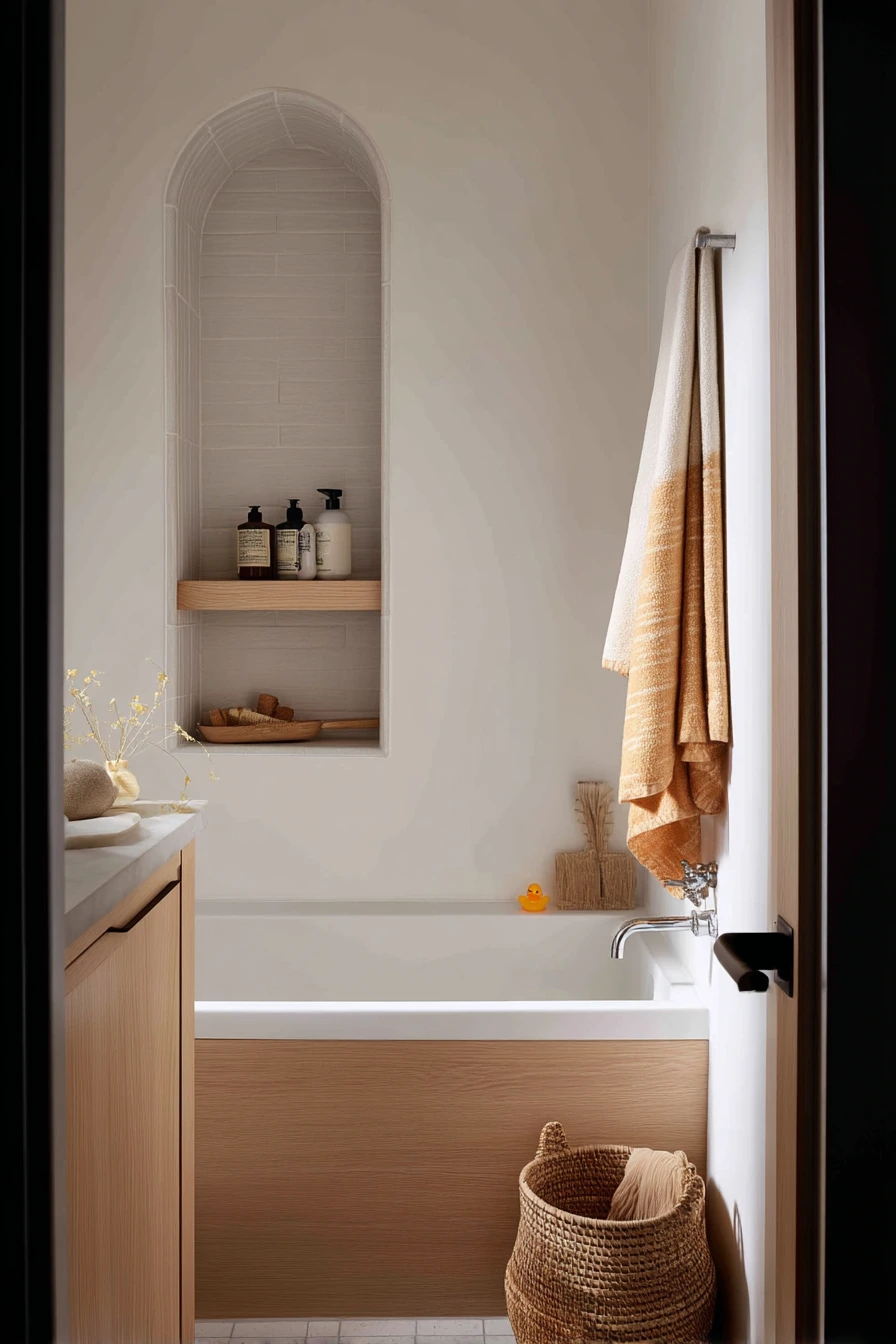 Compact Alcove Tub for a Young Family