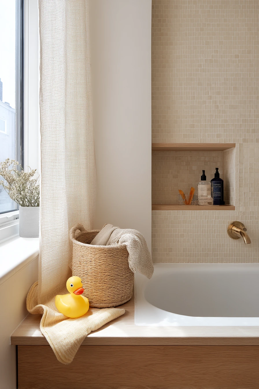Compact Alcove Tub for a Young Family