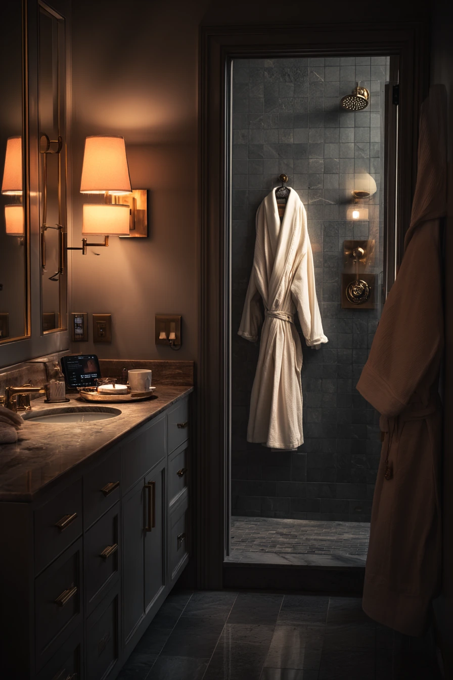 Evening Wind-Down with Bathroom Ambience Controls
