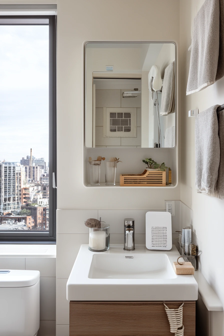 Small Apartment Bath with Compact Automation