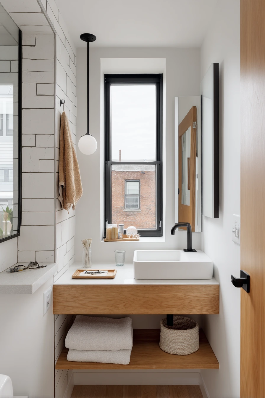 Small Apartment Bath with Compact Automation