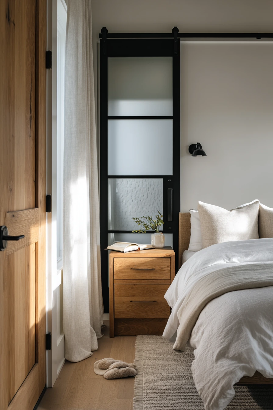 Primary Suite with Frosted Glass Barn Door Privacy