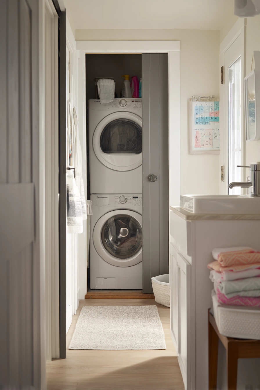 Laundry-Nook Bathroom with a Functional Barn Door