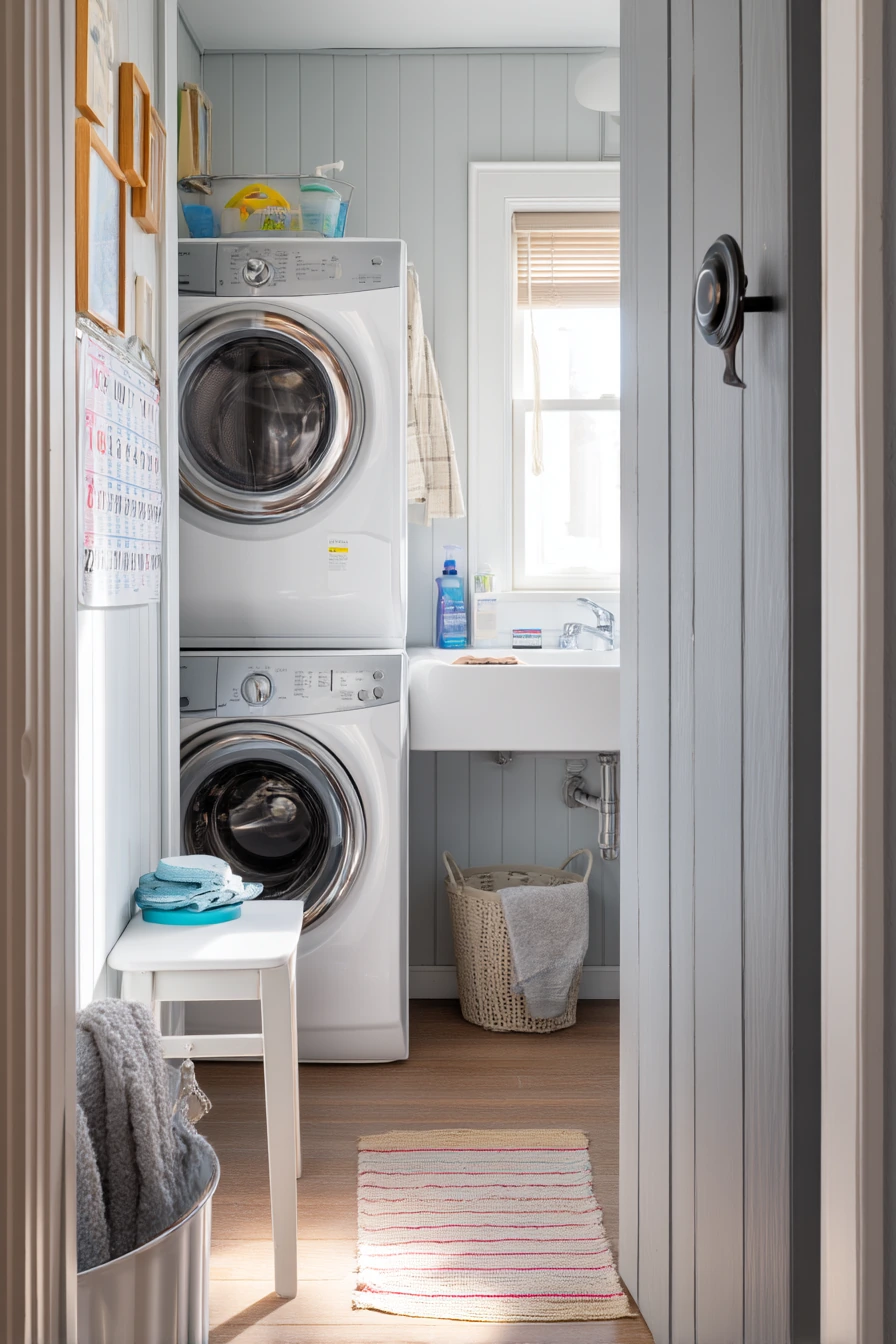 Laundry-Nook Bathroom with a Functional Barn Door