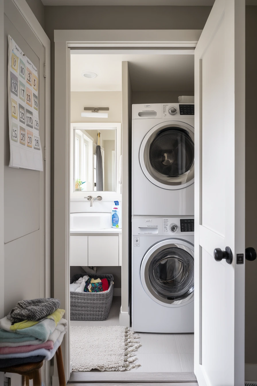 Laundry-Nook Bathroom with a Functional Barn Door