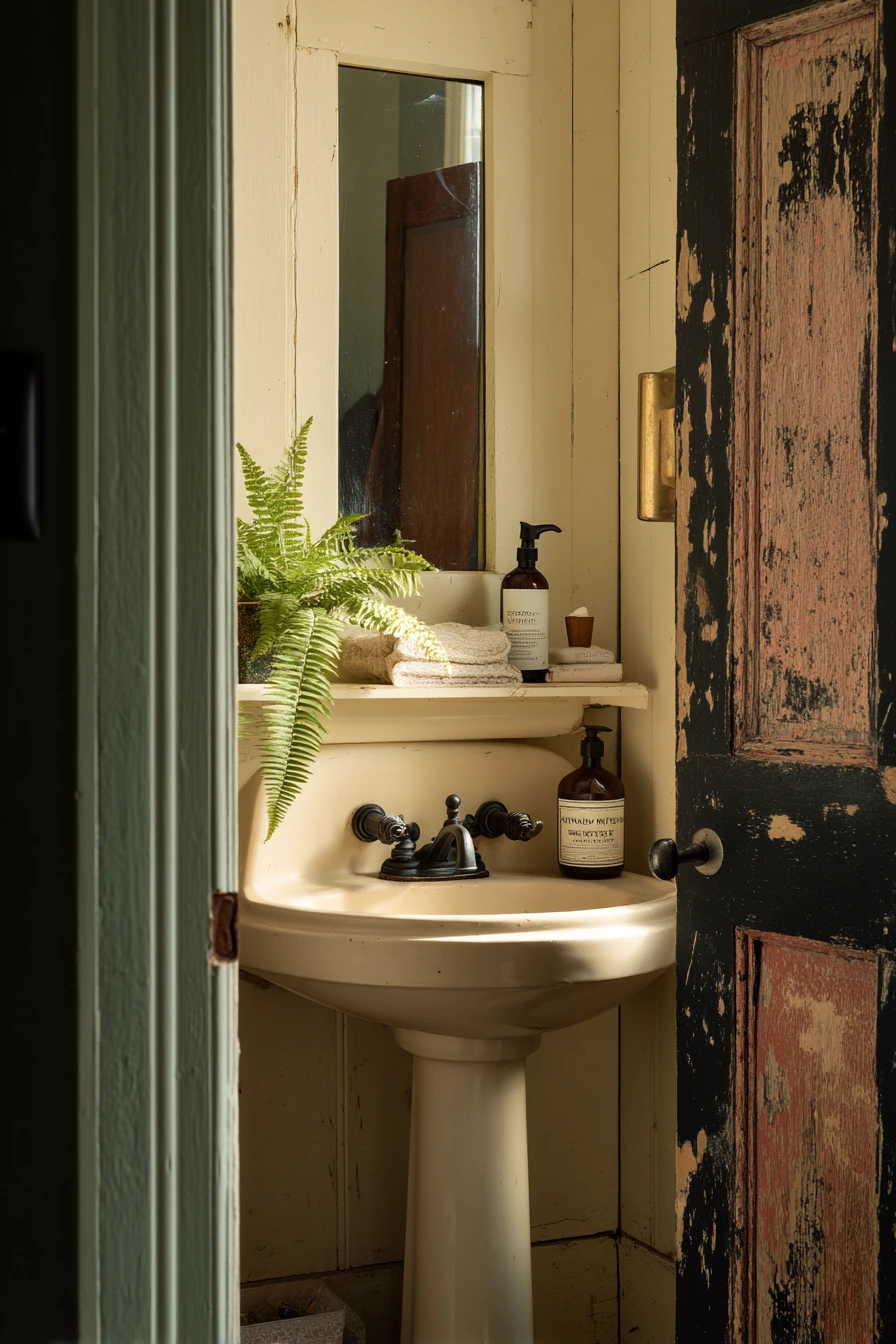 Guest Bath with Vintage Charm and a Salvaged Door