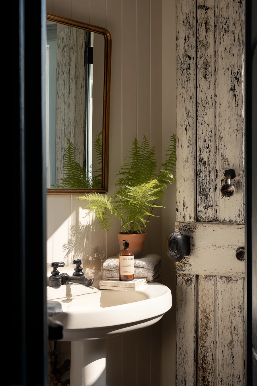 Guest Bath with Vintage Charm and a Salvaged Door