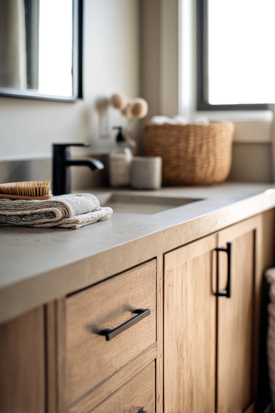 Warm Wood Accents with Painted Baseboards