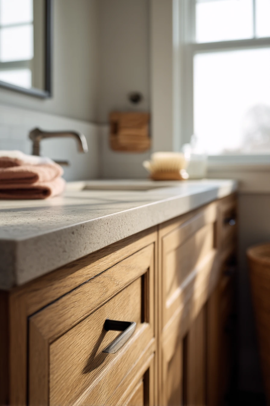 Warm Wood Accents with Painted Baseboards