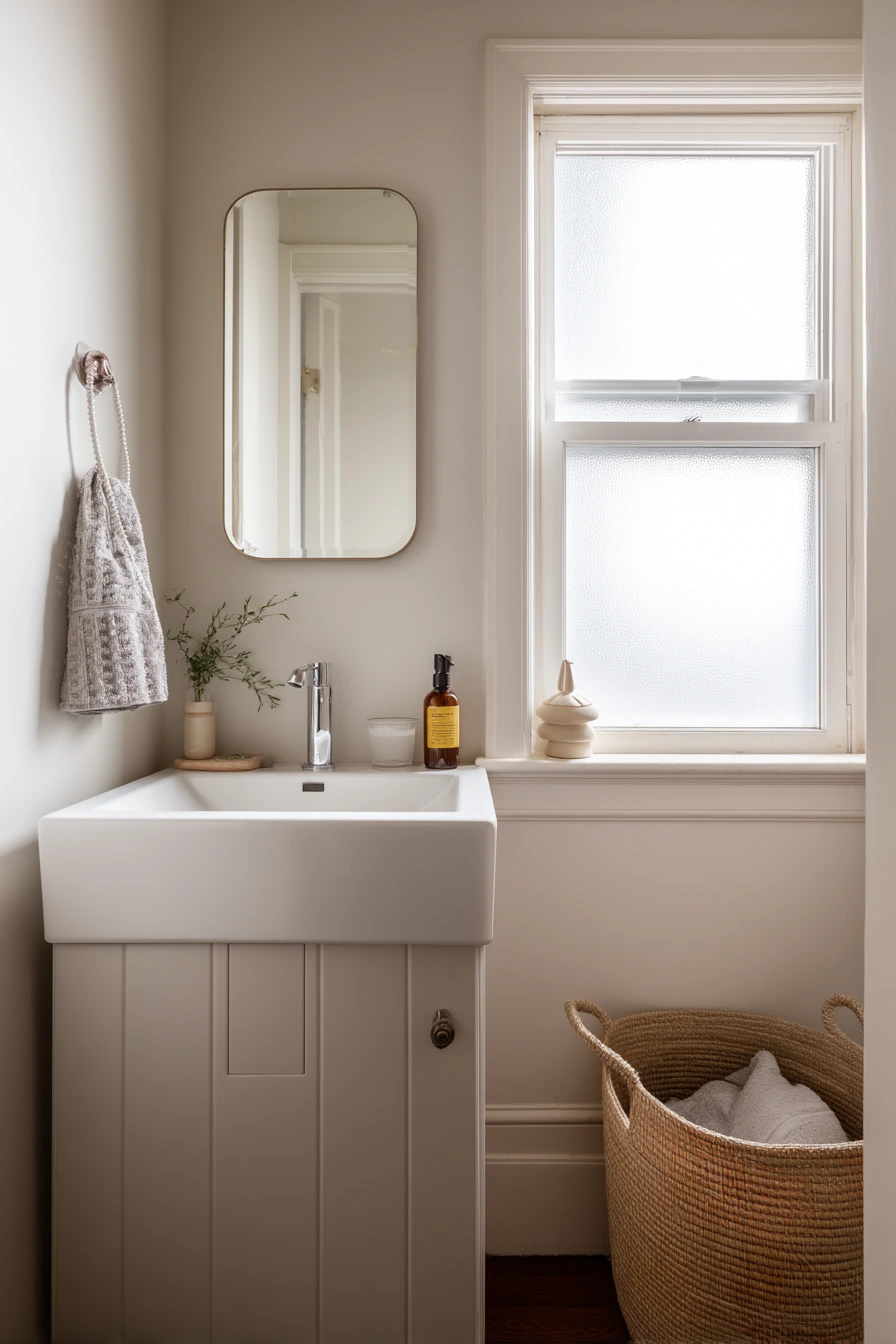 Painted Baseboards for a Small Apartment Bath