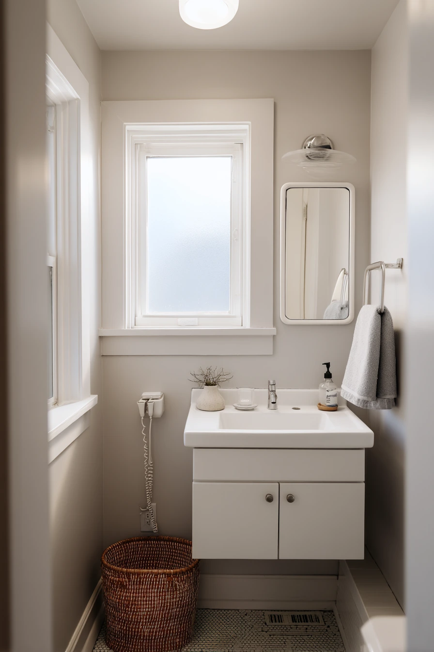 Painted Baseboards for a Small Apartment Bath