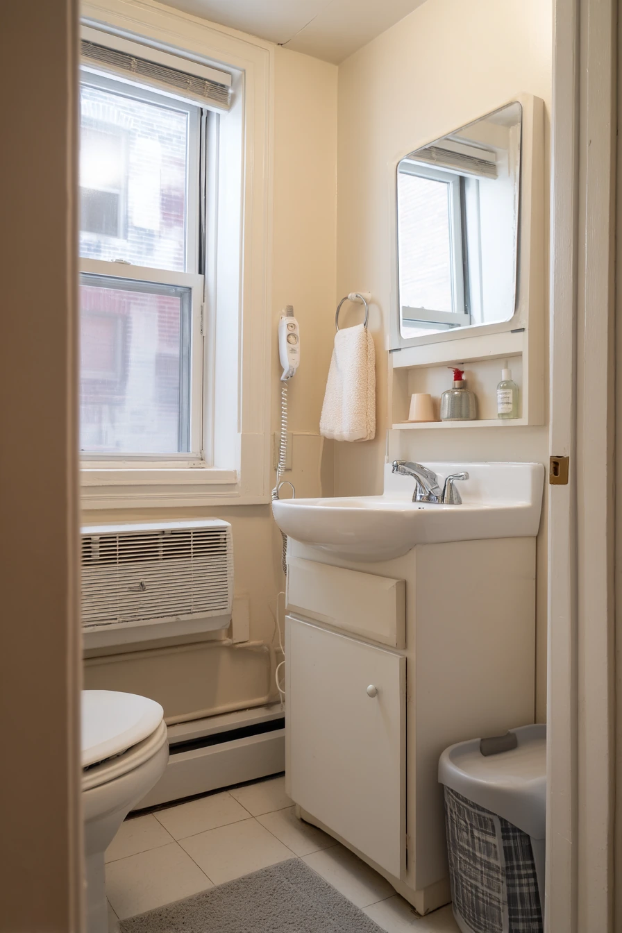 Painted Baseboards for a Small Apartment Bath