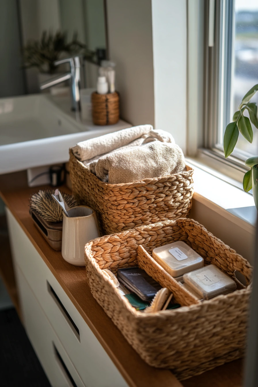 Small-Space Vanity Basket Stack