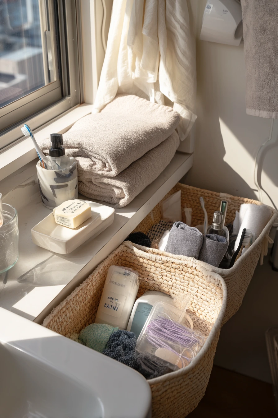 Small-Space Vanity Basket Stack
