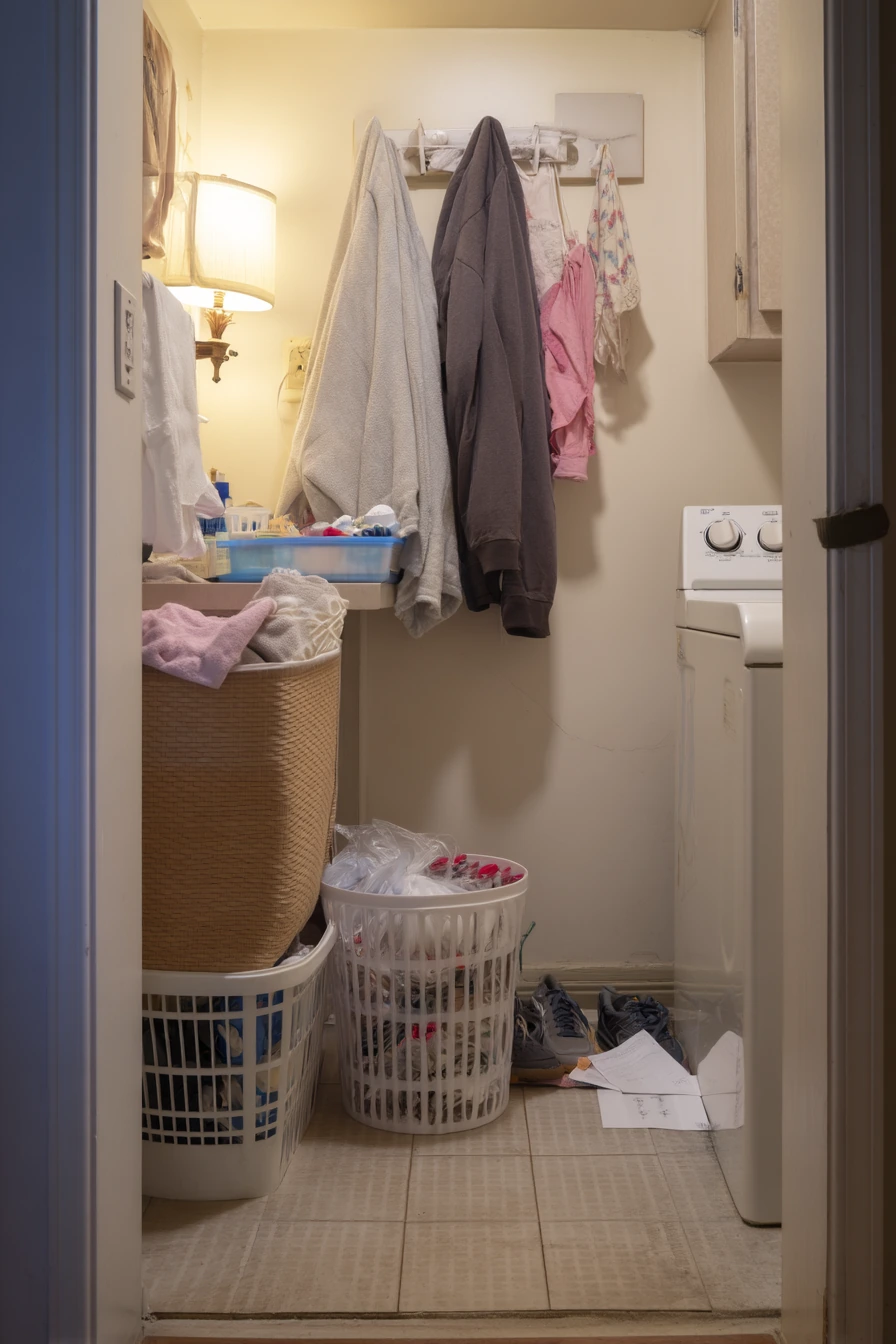Laundry Basket in Bathroom Nook