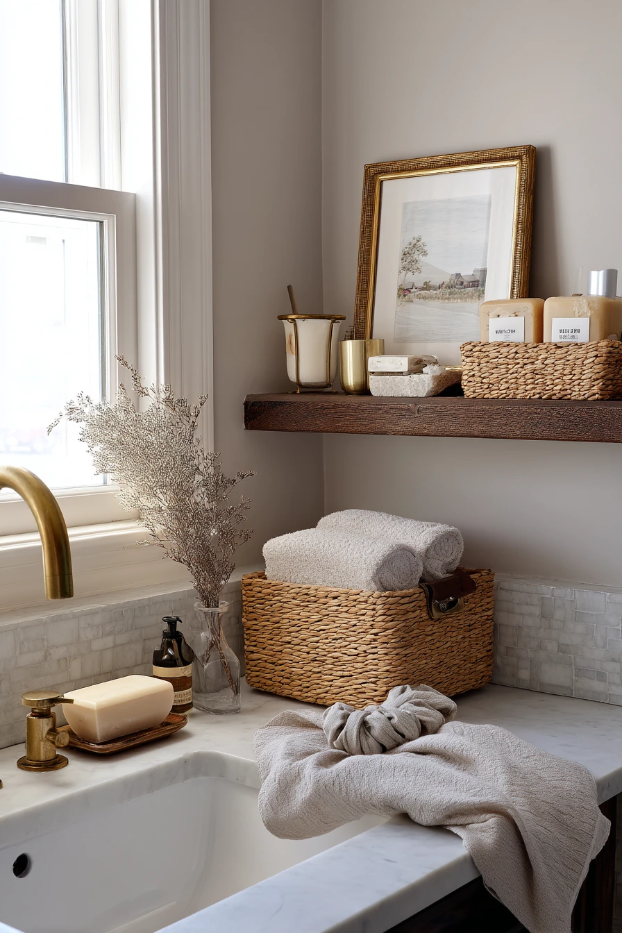 Farmhouse Basket Shelf Edit