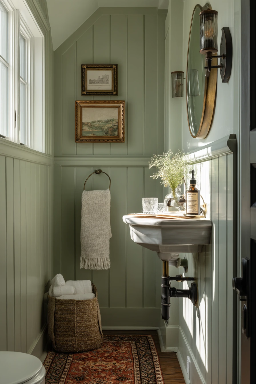 3. Cottage Powder Room With Painted Beadboard