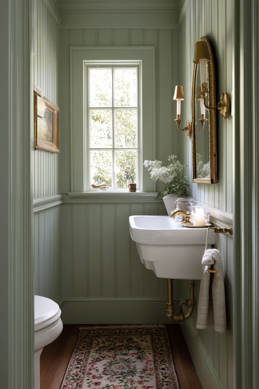 3. Cottage Powder Room With Painted Beadboard