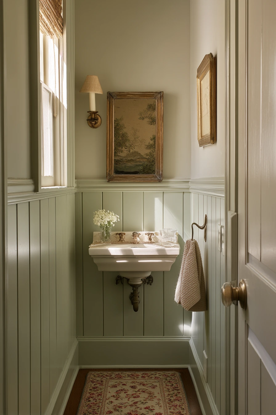 3. Cottage Powder Room With Painted Beadboard