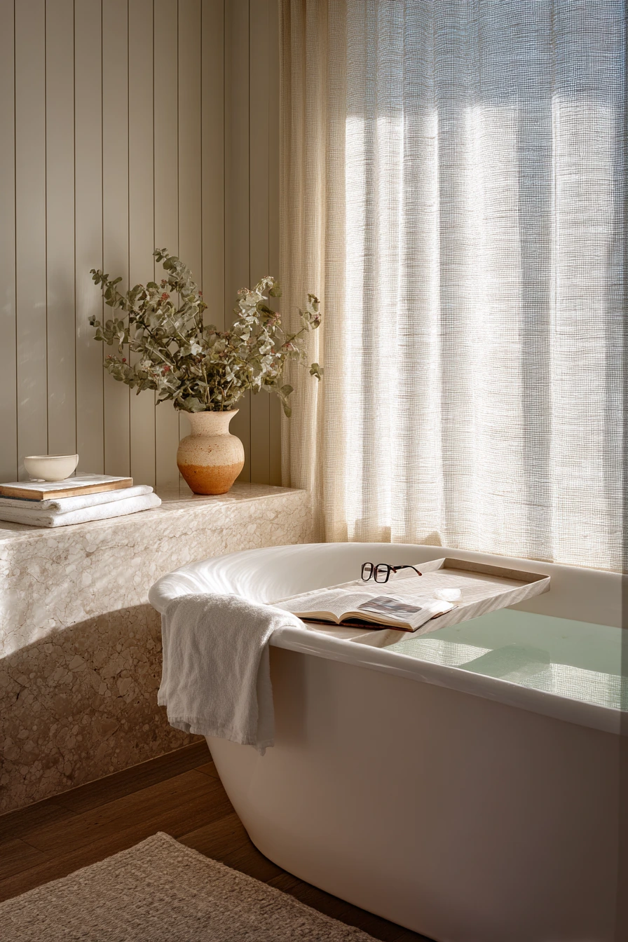 5. Spa-Like Beadboard Bath With Natural Texture