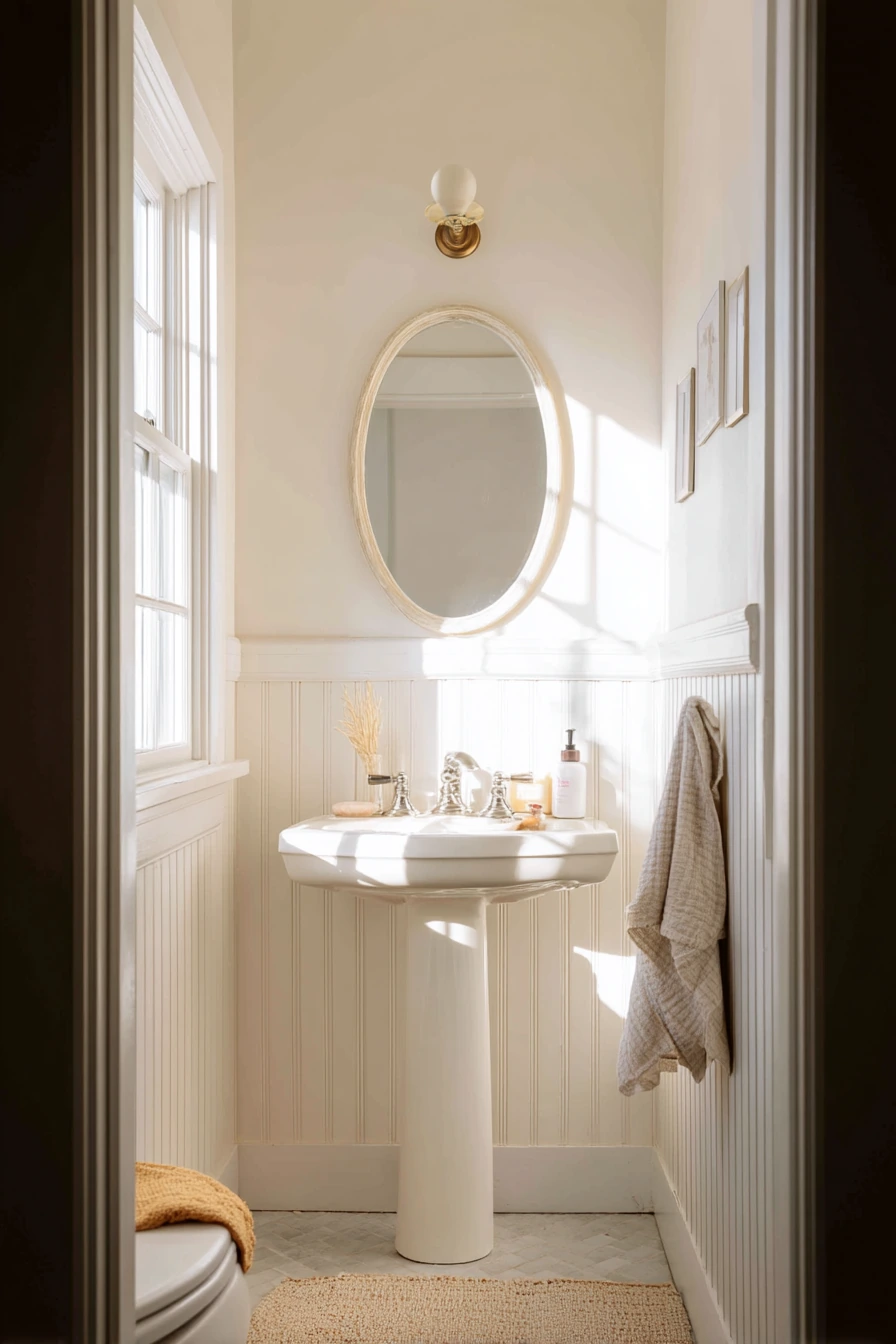 1. Tiny Primary Bath, Beadboard That Opens the Room