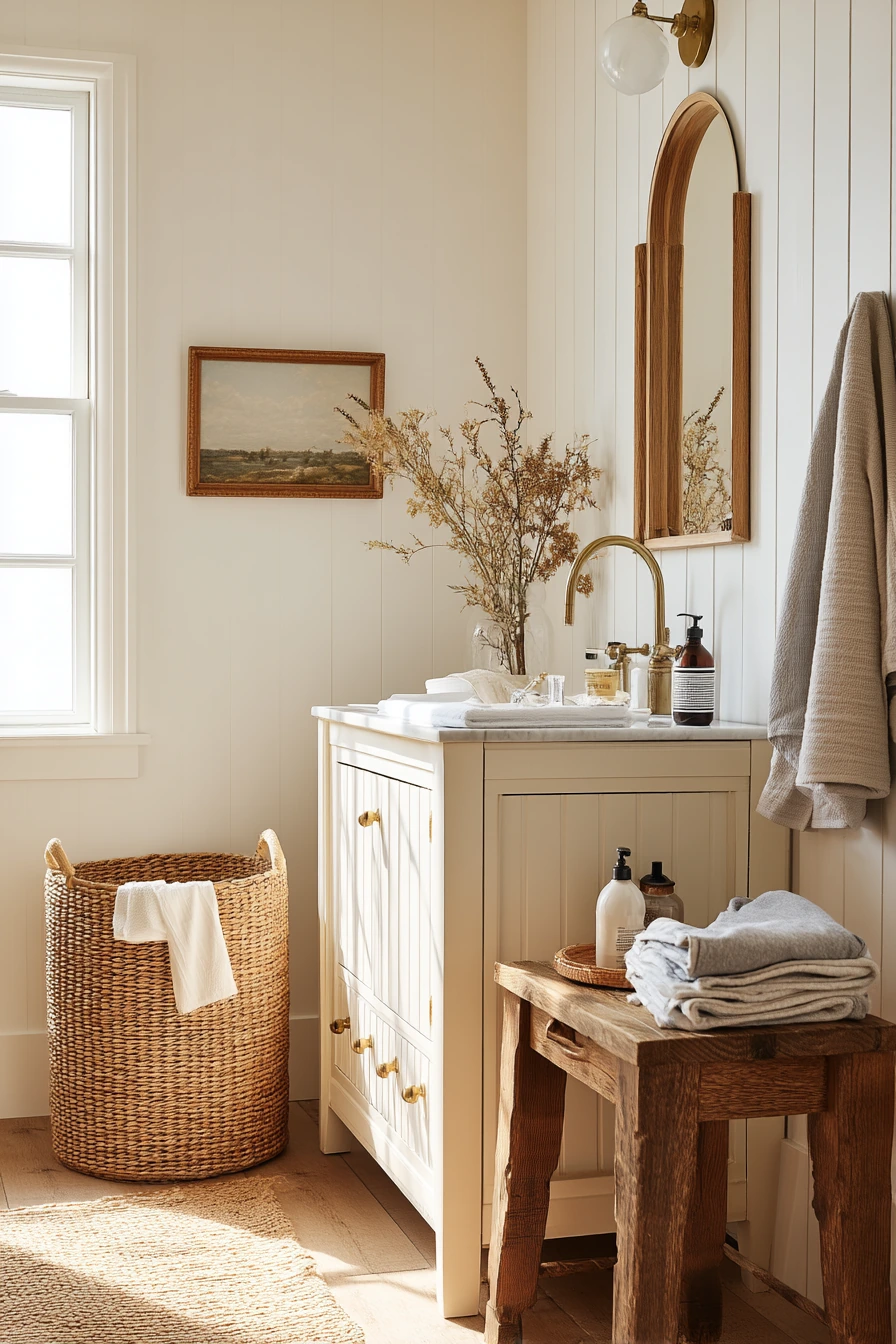 7. Farmhouse Bath, Beadboard and Everyday Laundry
