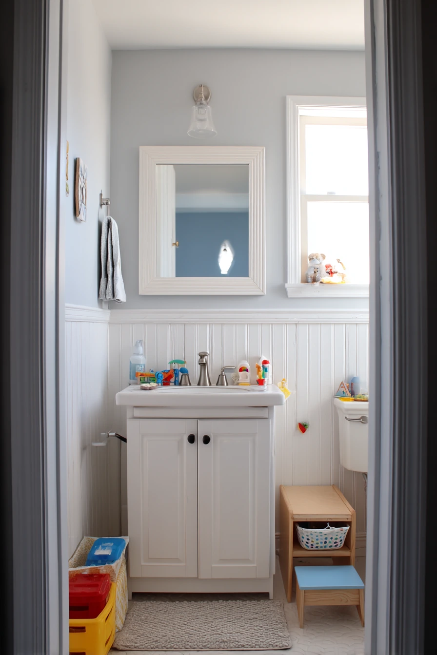8. Kid-Ready Hall Bath With Easy-Clean Beadboard