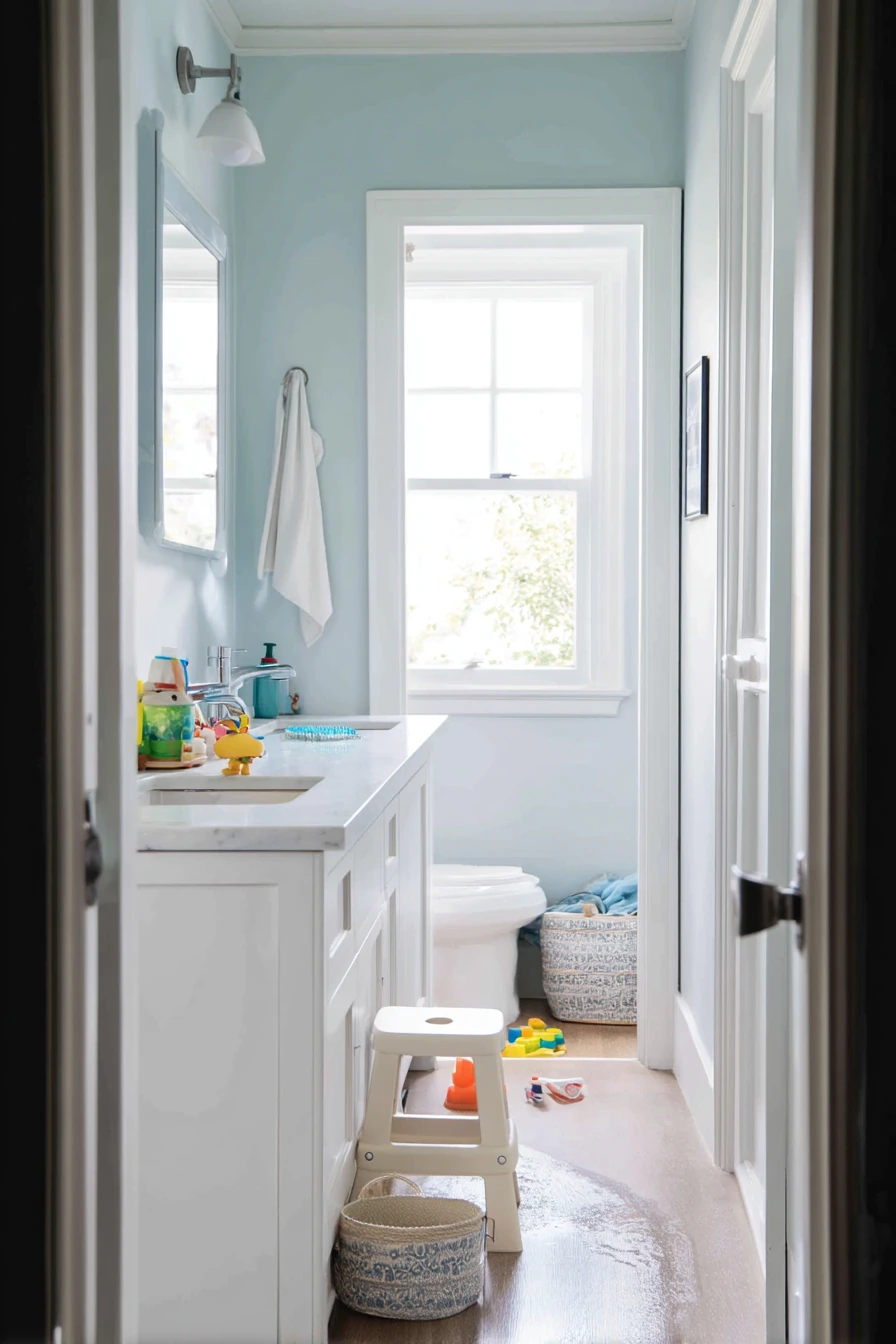 8. Kid-Ready Hall Bath With Easy-Clean Beadboard
