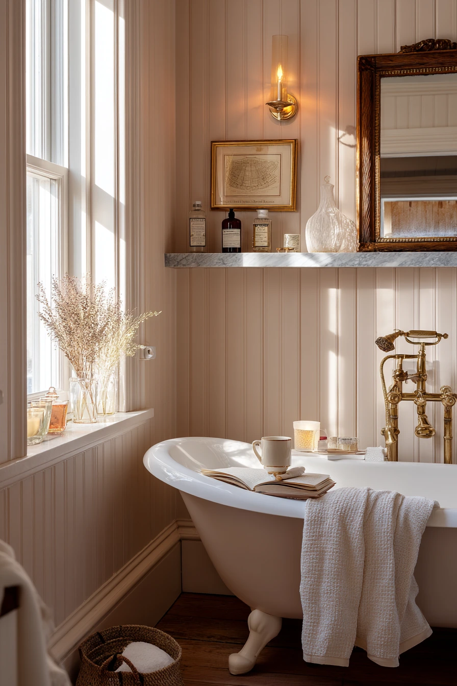 9. Vintage-Inspired Beadboard Bath With Collected Details