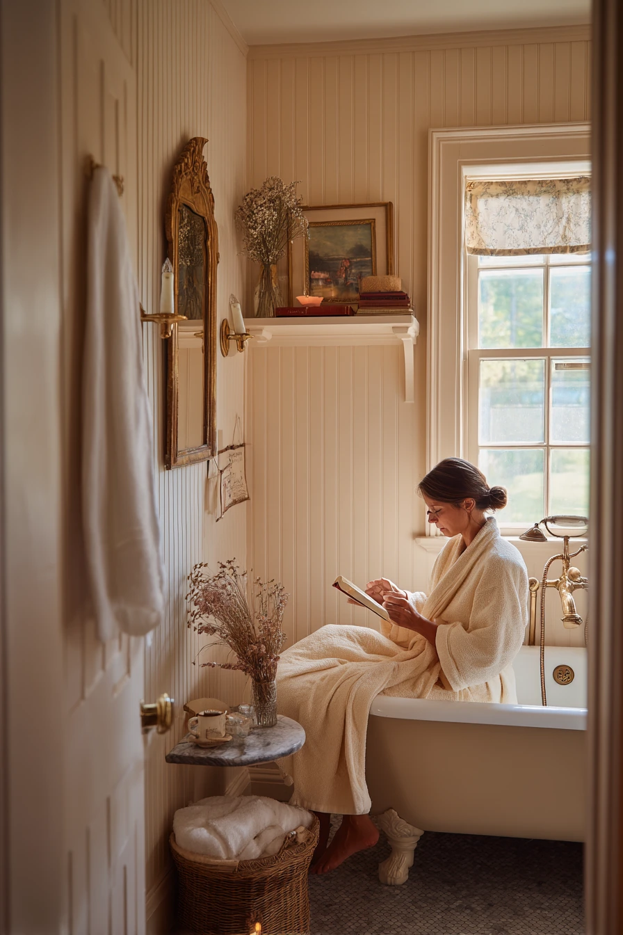 9. Vintage-Inspired Beadboard Bath With Collected Details