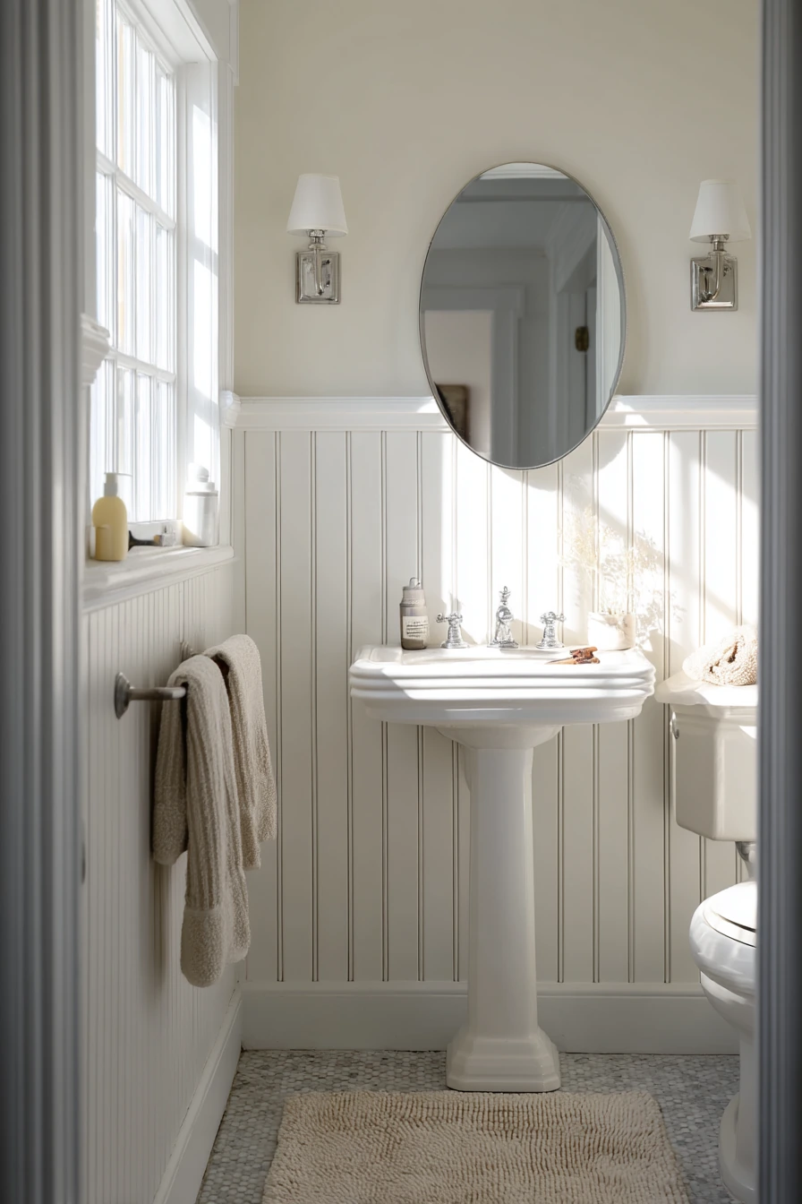 1. Tiny Primary Bath, Beadboard That Opens the Room
