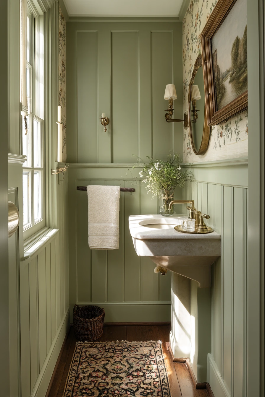 3. Cottage Powder Room With Painted Beadboard