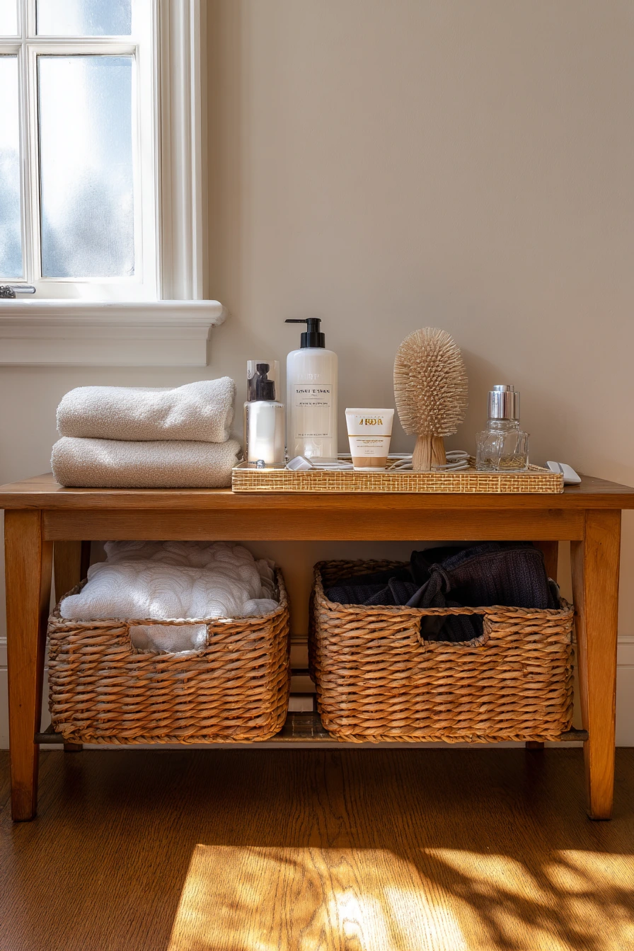 Bench and Basket Storage for Busy Mornings