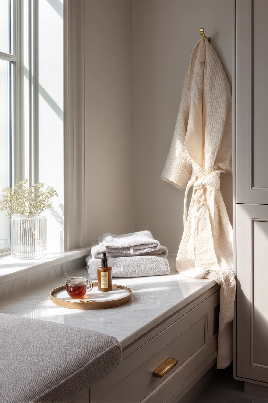 Luxury Bench Moment with Everyday Clutter