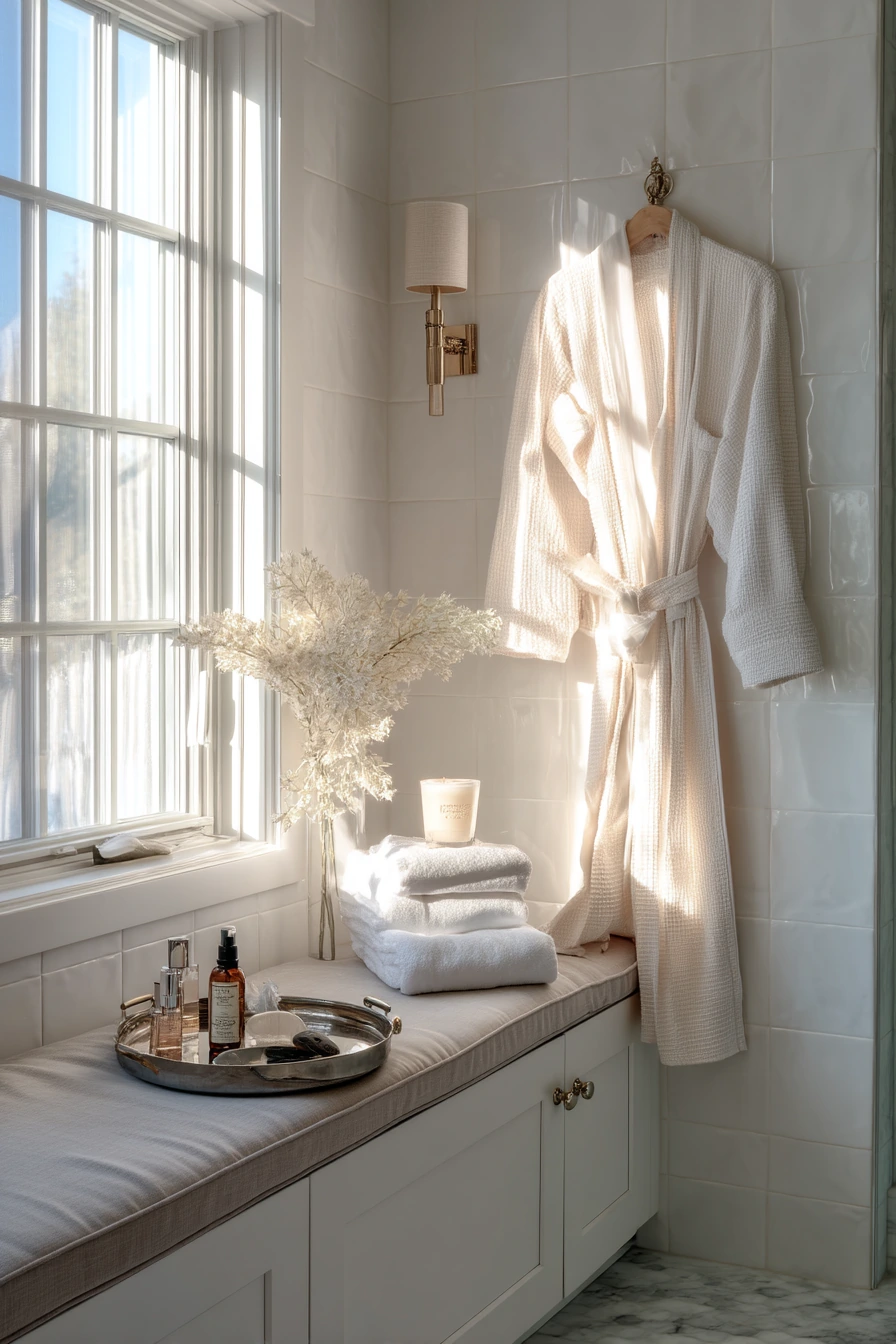Luxury Bench Moment with Everyday Clutter