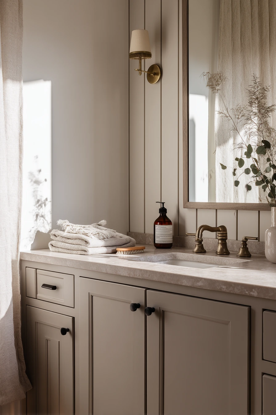 Primary Bath Vanity Nook with Classic Battens