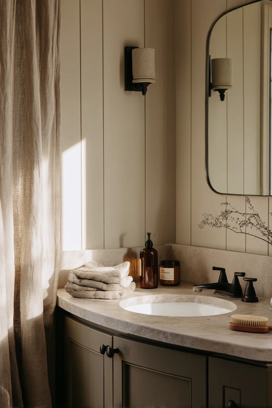 Primary Bath Vanity Nook with Classic Battens