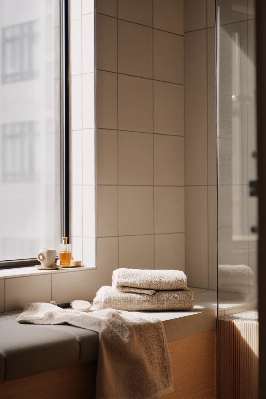 Tiny Primary Bath Bench Nook
