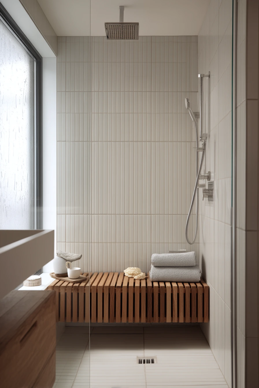 Tiny Primary Bath Bench Nook