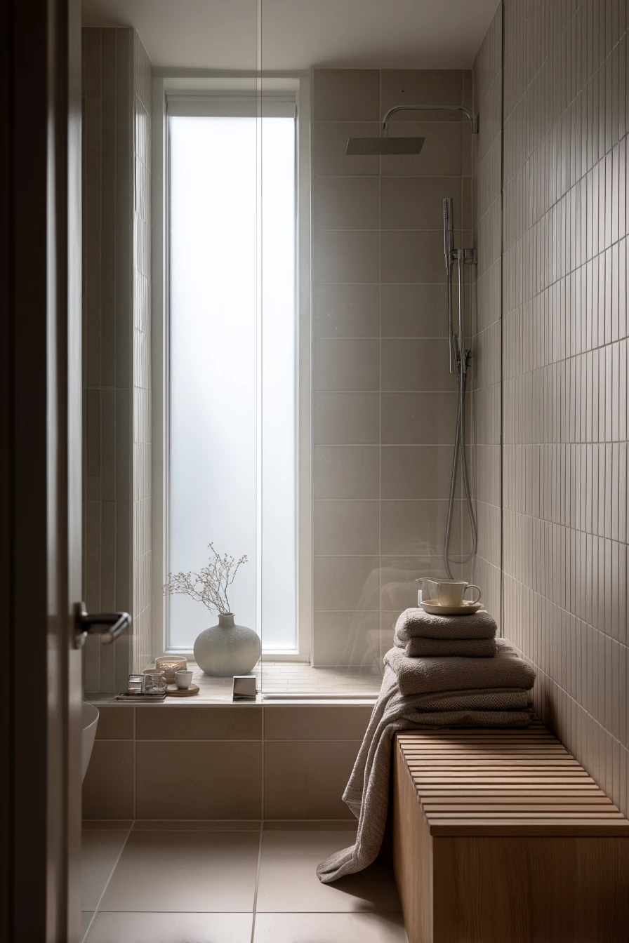 Tiny Primary Bath Bench Nook
