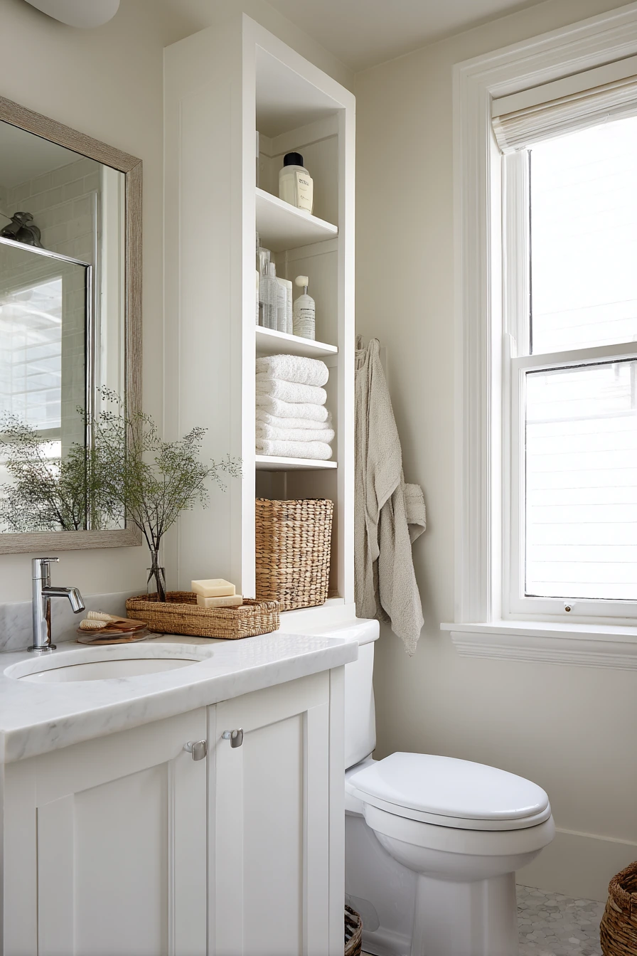 Guest Bath With Compact Storage Solutions