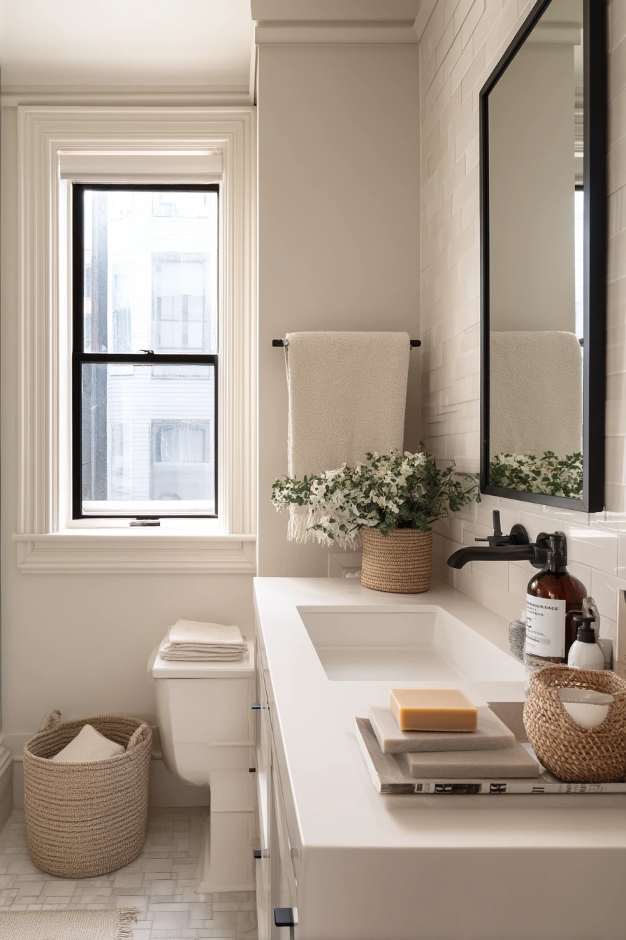 Guest Bath With Compact Storage Solutions