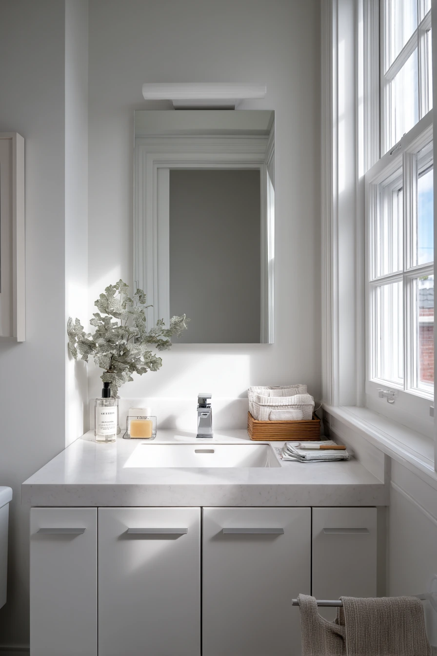 Guest Bath With Compact Storage Solutions