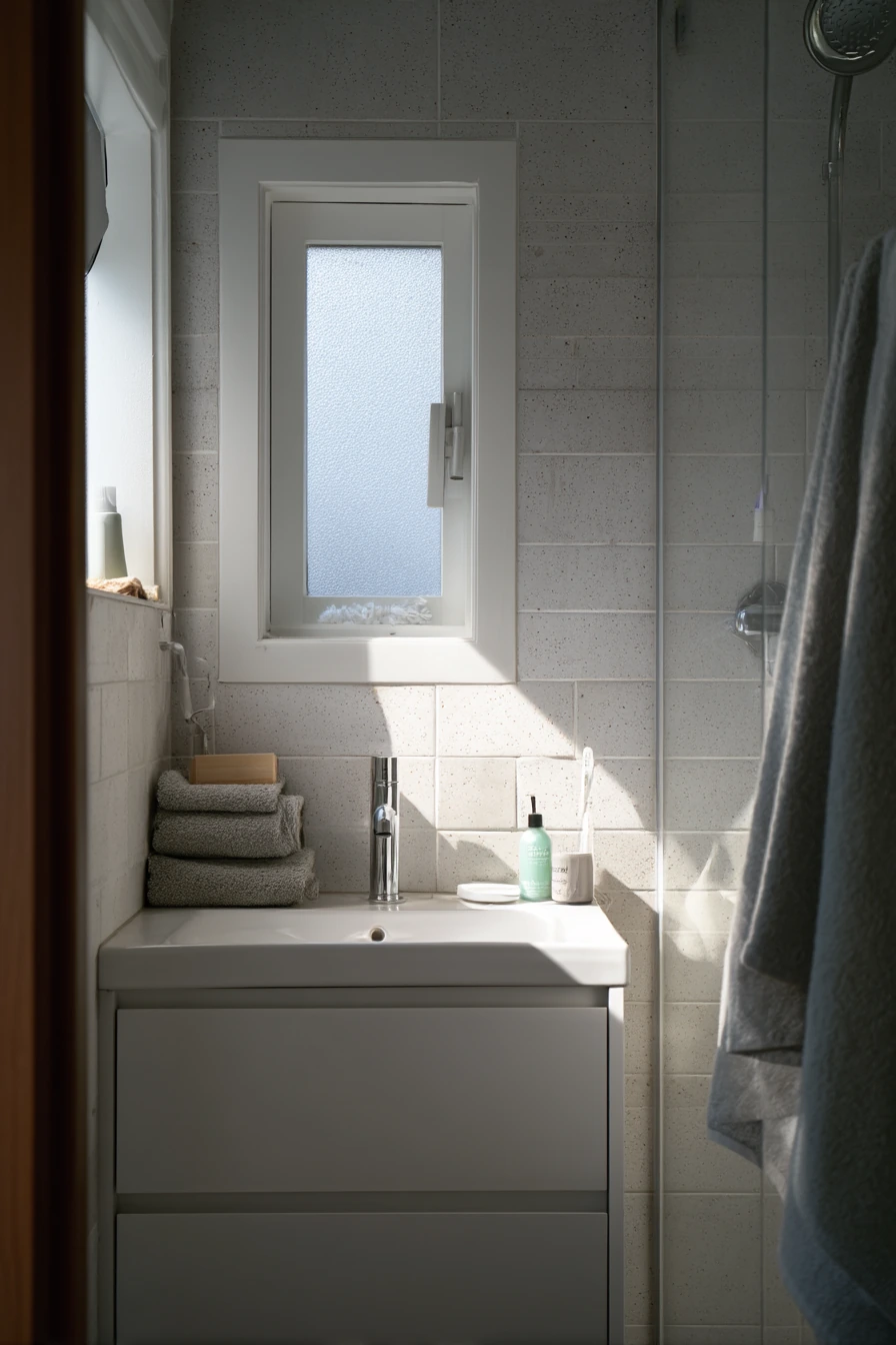 Small Hall Bath With Niche Storage